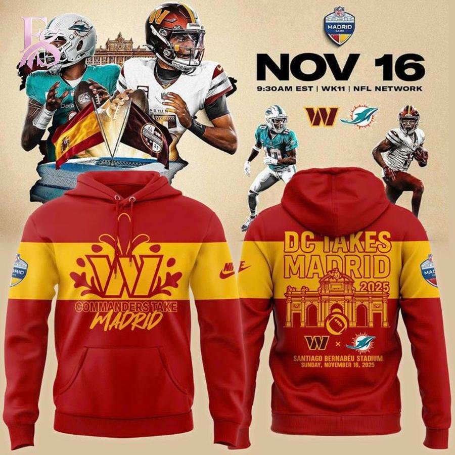 Washington Commanders 2025 NFL Madrid Game Hoodie