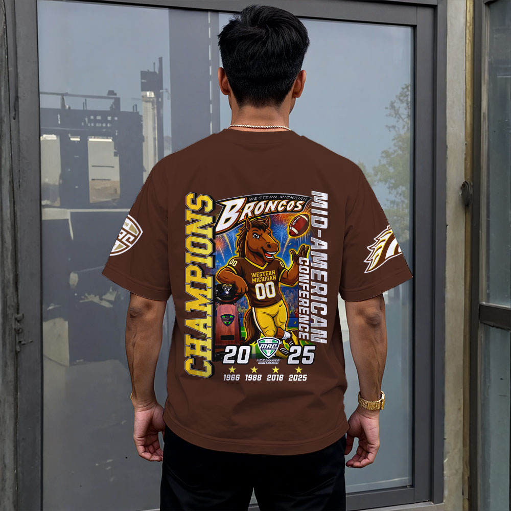 Western Michigan Broncos 2025 MAC Football Champions 3D Apparel – MAITM14079
