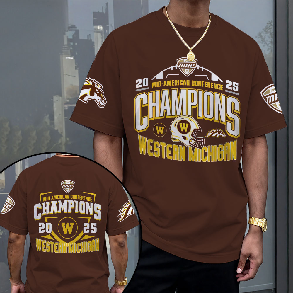 Western Michigan Broncos 2025 MAC Football Champions 3D Apparel – MAITM14078