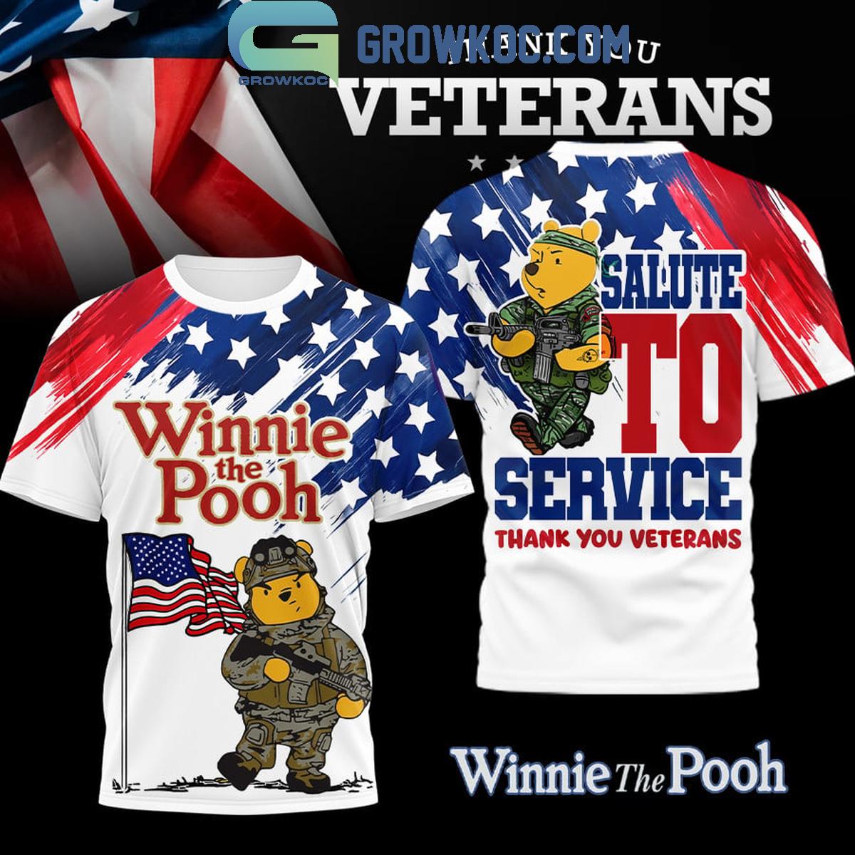 Winnie The Pooh Salute To Service Thank You Veterans Shirt