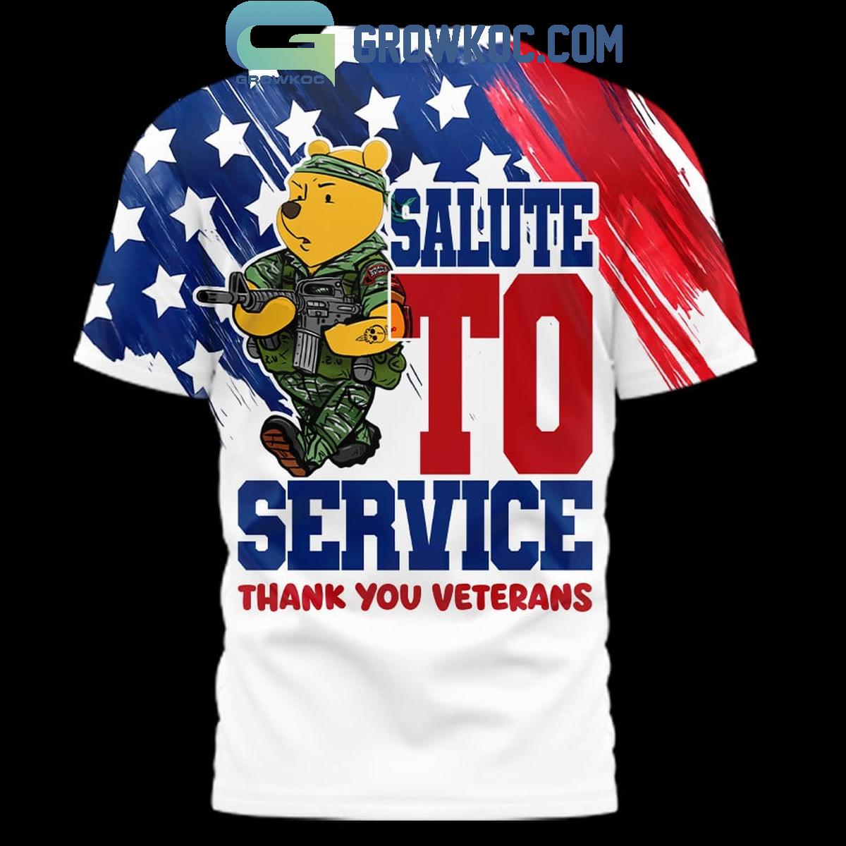 Winnie The Pooh Salute To Service Thank You Veterans Shirt
