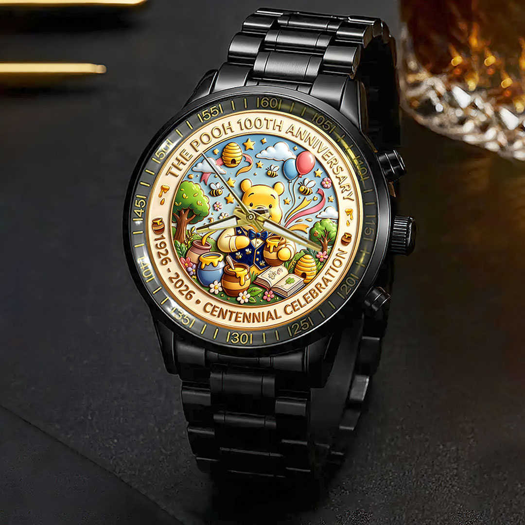 Winnie-the-Pooh 100th Anniversary Black Stainless Steel Watch – HOATT15694