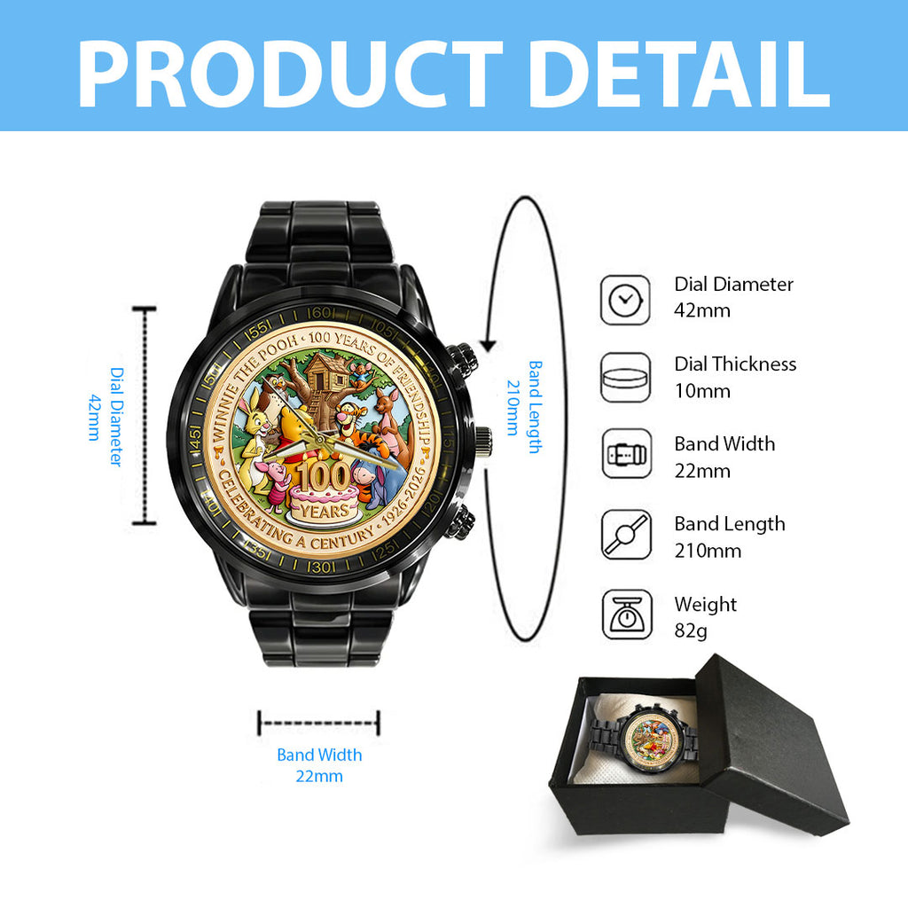Winnie-the-Pooh 100th Anniversary Black Stainless Steel Watch – HOATT15589