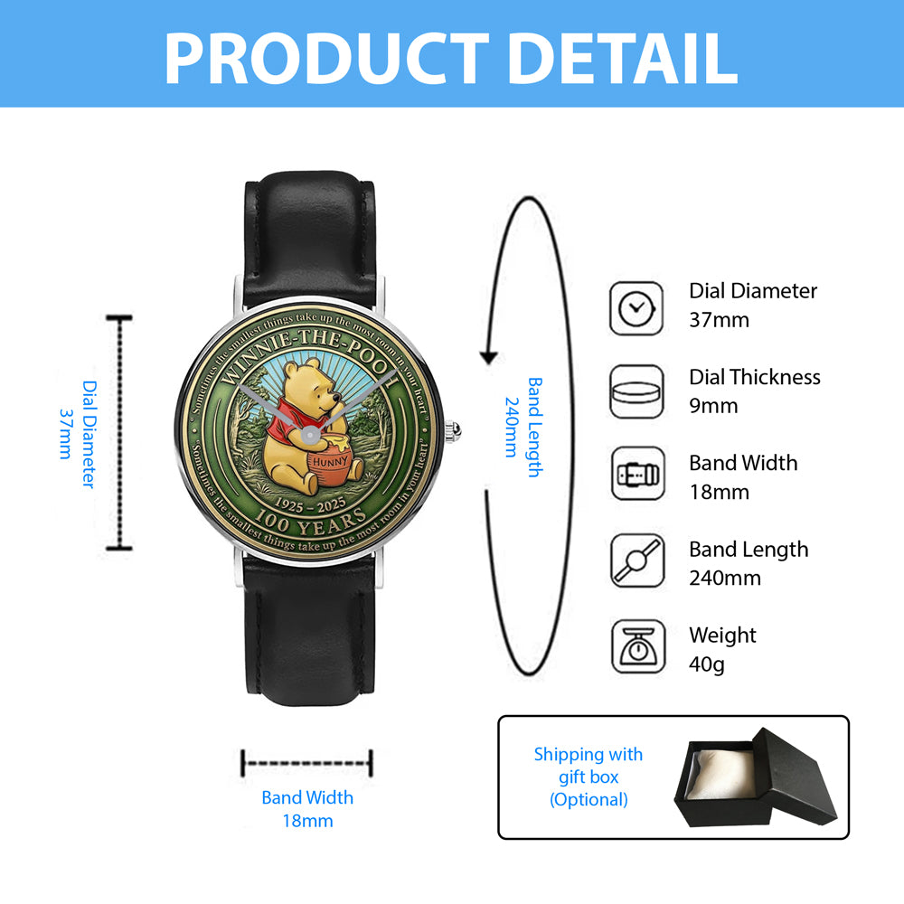 Winnie-the-Pooh 100th Anniversary Black Stitched Leather Watch – MAITM14502