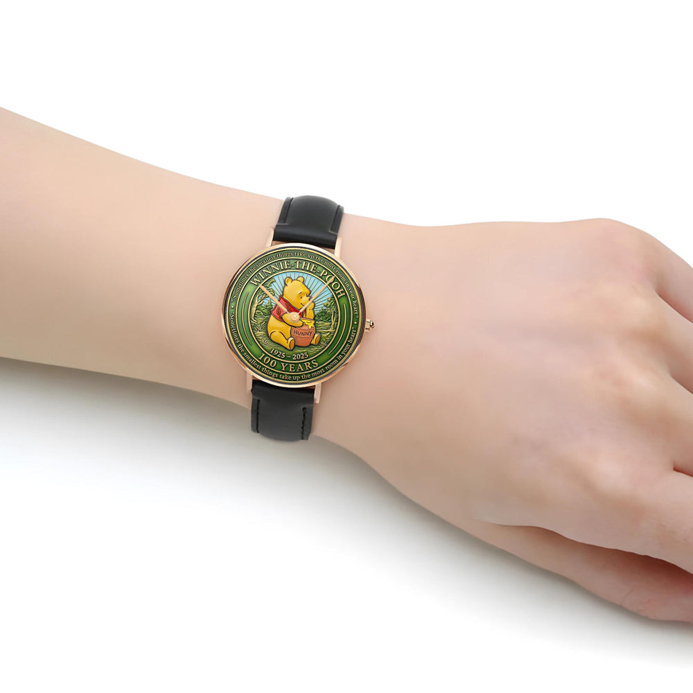 Winnie-the-Pooh 100th Anniversary Black Stitched Leather Watch – MAITM14502
