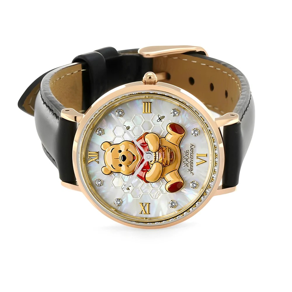 Winnie-the-Pooh 100th Anniversary Black Stitched Leather Watch – MAITM15366