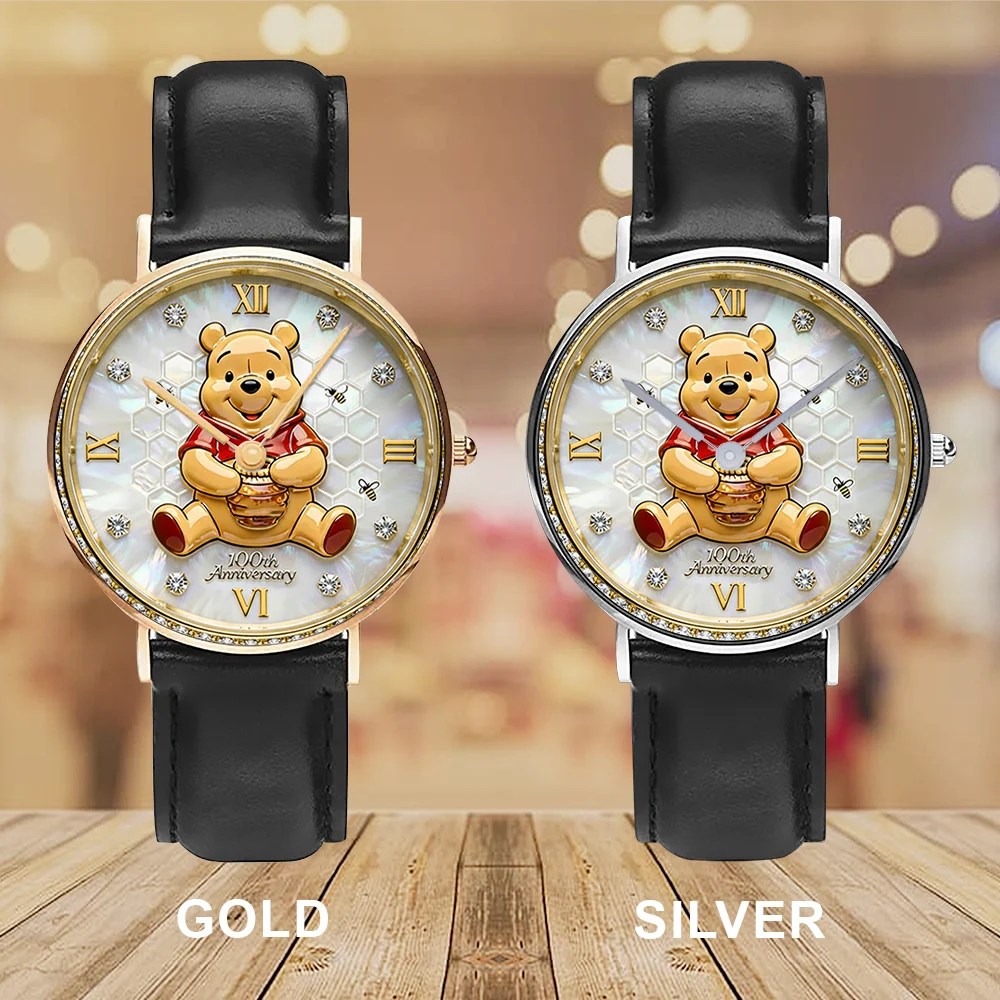 Winnie-the-Pooh 100th Anniversary Black Stitched Leather Watch – MAITM15366