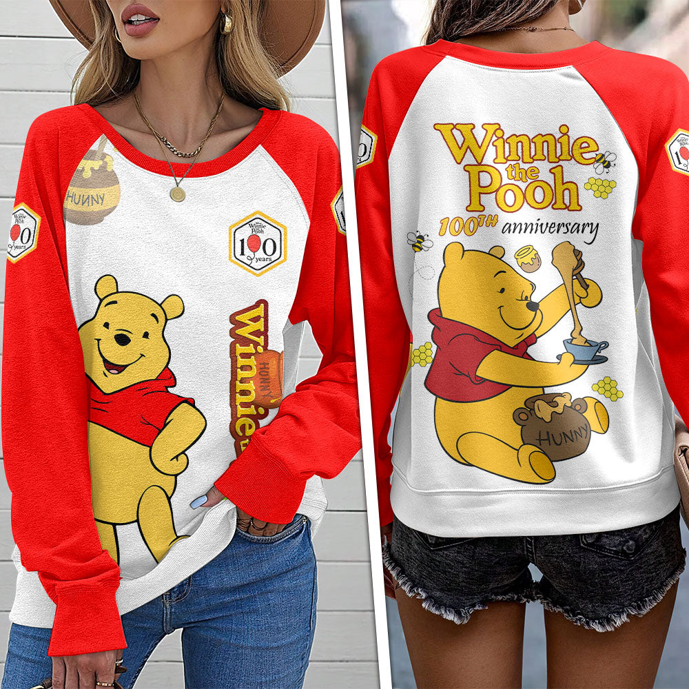 Winnie-the-Pooh 100th Anniversary Round Neck Raglan Sleeve Sweatshirt – TMTHU3232