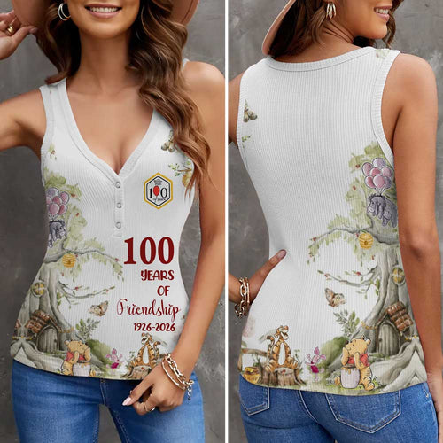 Winnie-the-Pooh 100th Anniversary Women V-Neck Ribbed Tank Top – MAITM14568