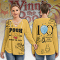 Winnie-the-Pooh 100th Anniversary Women's Long Sleeve Neckline Tie Sweatshirt – MAITM14371
