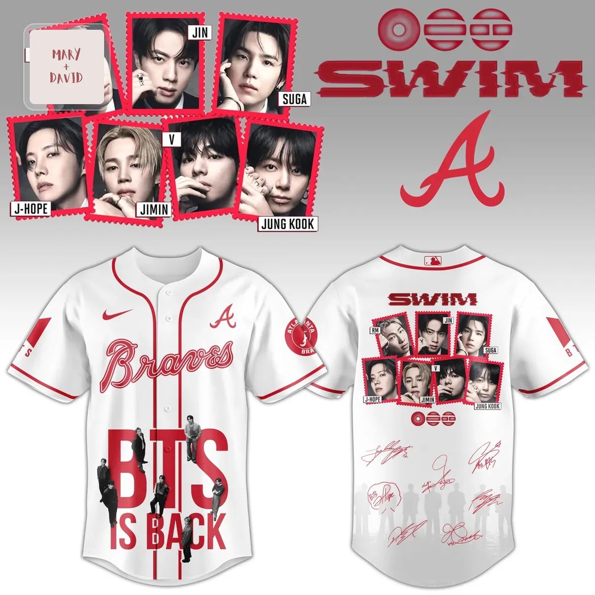 Atlanta Braves BTS “IS BACK” “SWIM” Baseball Jersey