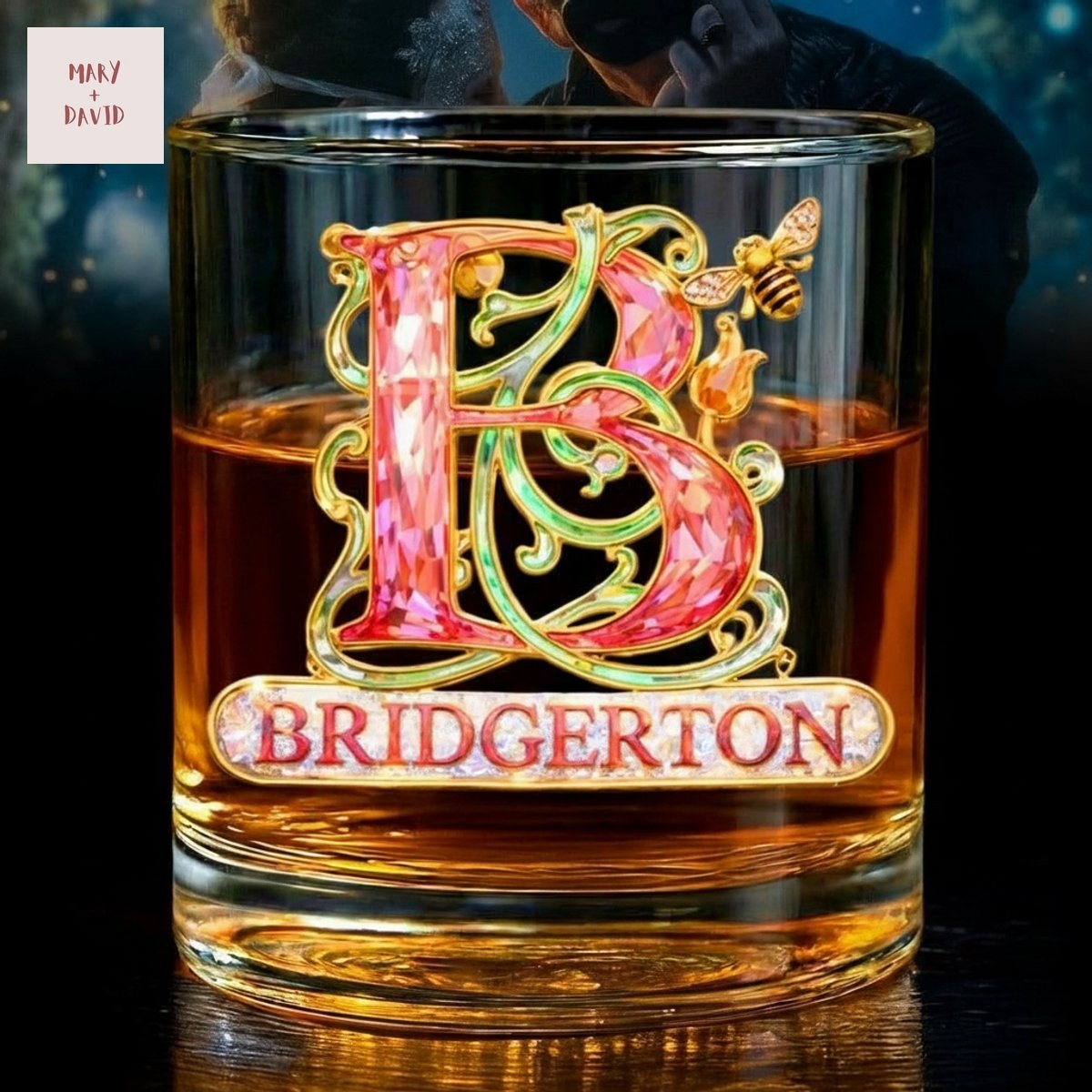Bridgerton Luxury Crystal-Embellished Bee Whiskey Glass