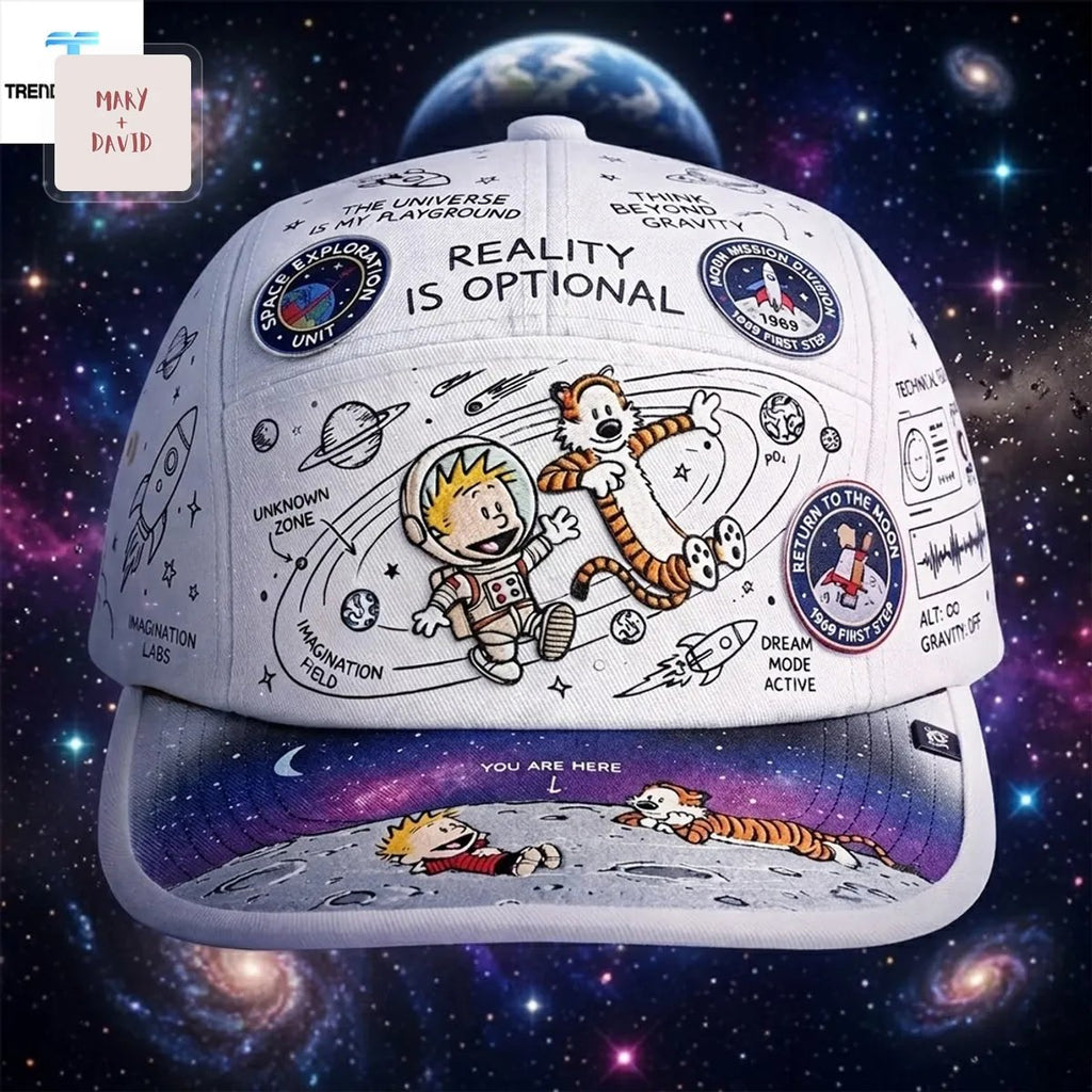 Calvin and Hobbes Astronaut Space Adventure Embroidered Baseball Cap
