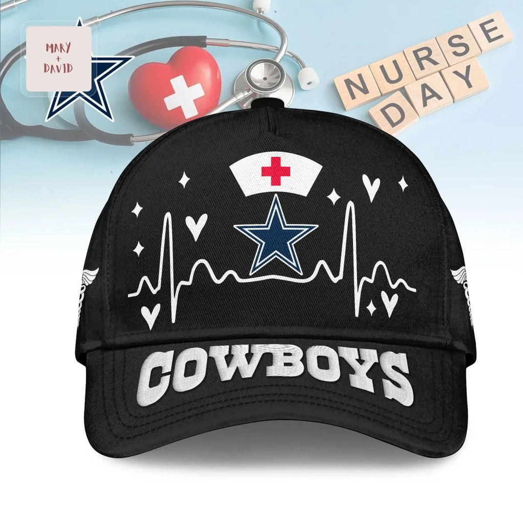 Dallas Cowboys Nurse Heartbeat EKG Design Baseball Cap