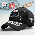 Dallas Cowboys Nurse Heartbeat EKG Design Baseball Cap