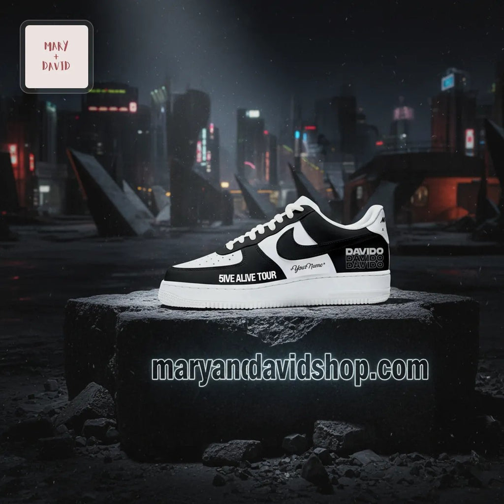 Davido 5IVE ALIVE TOUR Personalized Black & White Air Force 1