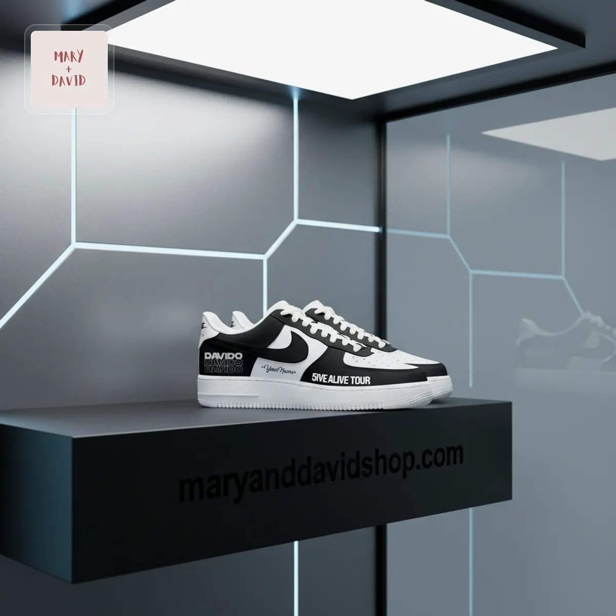 Davido 5IVE ALIVE TOUR Personalized Black & White Air Force 1