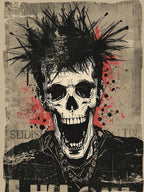 Punk Rock Mohawk Skull Zine Graphic Shirt