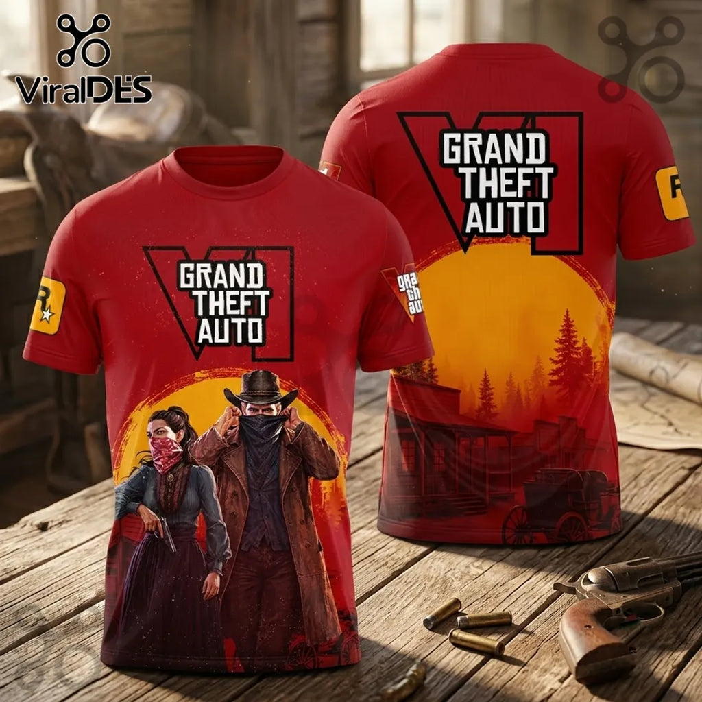 Grand Theft Auto VI Red Western Themed Shirt