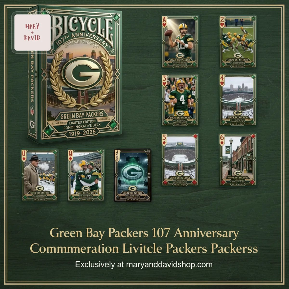 Green Bay Packers 107th Anniversary Commemorative Limited Edition Bicycle Playing Cards