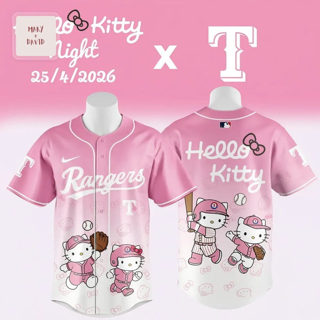 Hello Kitty Texas Rangers 2026 Pink Baseball Jersey