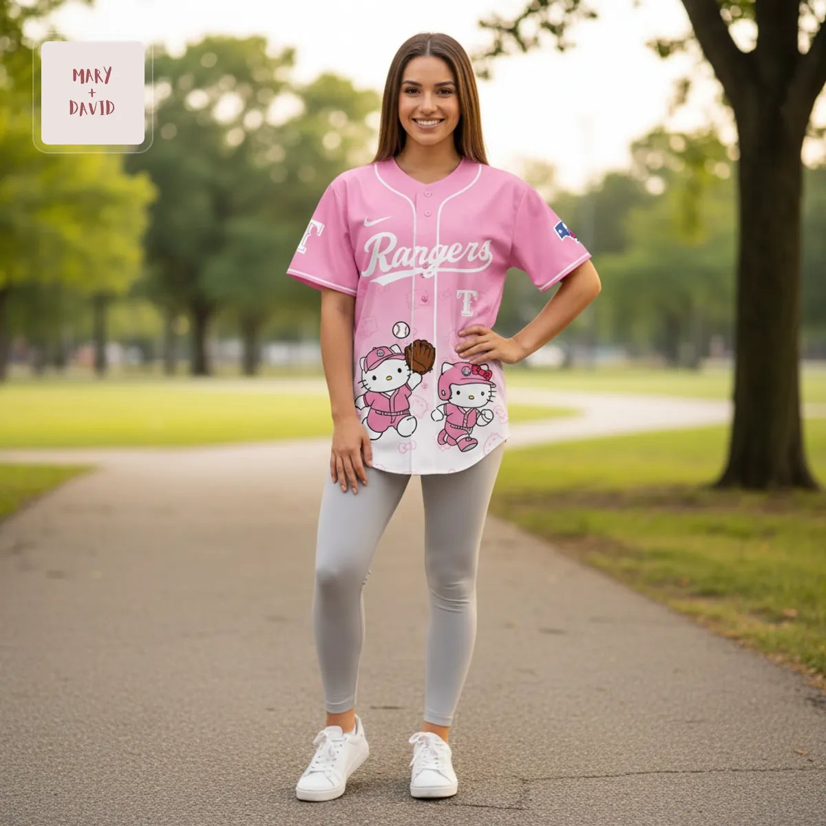 Hello Kitty Texas Rangers 2026 Pink Baseball Jersey