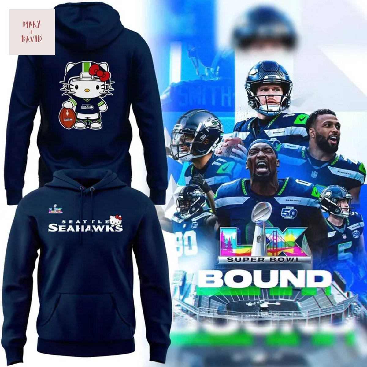 Hello Kitty x Seattle Seahawks Super Bowl LX Hoodie