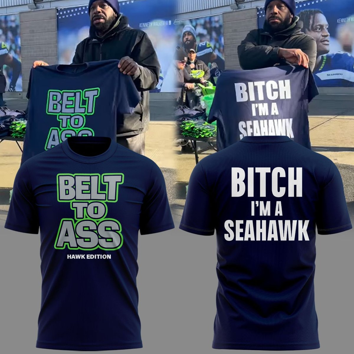 Seattle Seahawks Belt to Ass - Bitch I’m A Seahawks T-Shirt