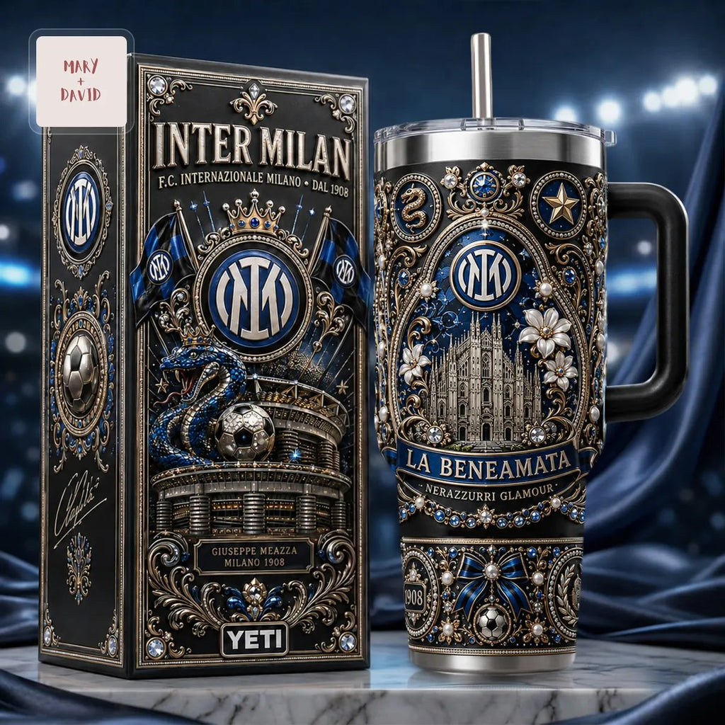 Inter Milan Luxury Ornate 40oz Insulated Tumbler With Handle
