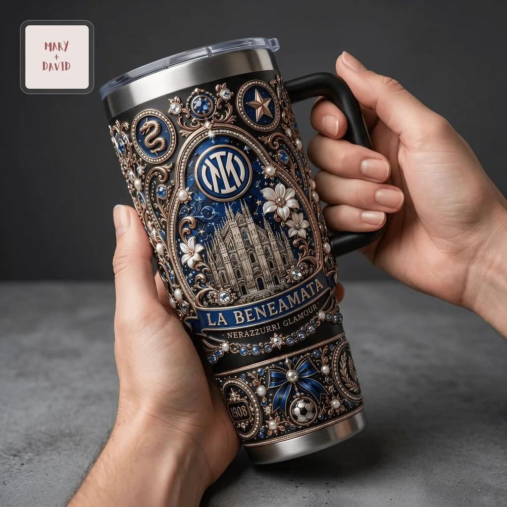 Inter Milan Luxury Ornate 40oz Insulated Tumbler With Handle