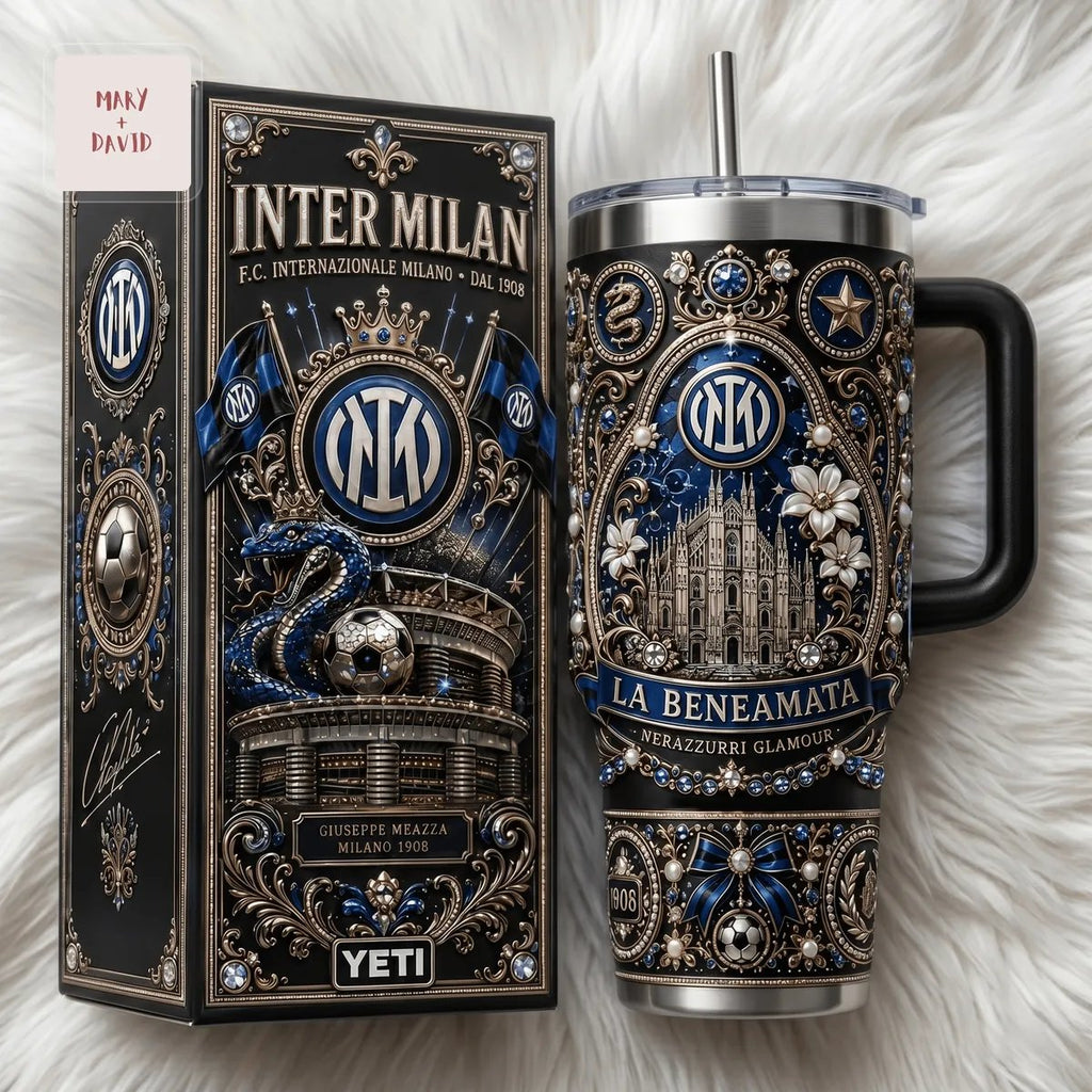 Inter Milan Luxury Ornate 40oz Insulated Tumbler With Handle
