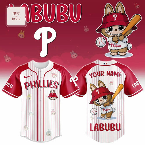 Labubu Phillies Limited Edition Personalized Pinstripe Baseball Jersey