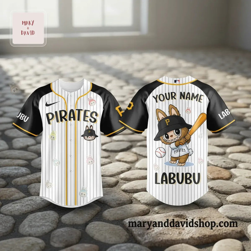 Labubu Pirates Custom Pinstripe Baseball Jersey