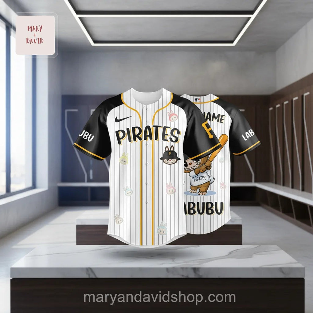 Labubu Pirates Custom Pinstripe Baseball Jersey