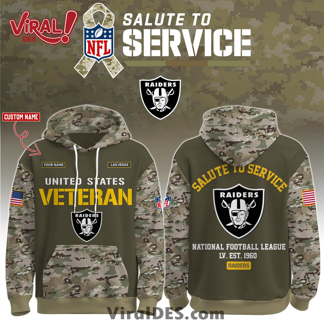 Las Vegas Raiders 2025 Salute to Service Hoodie, Long Pants