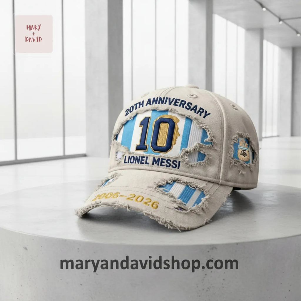 Lionel Messi 20th Anniversary 2006-2026 Distressed Number 10 Baseball Cap