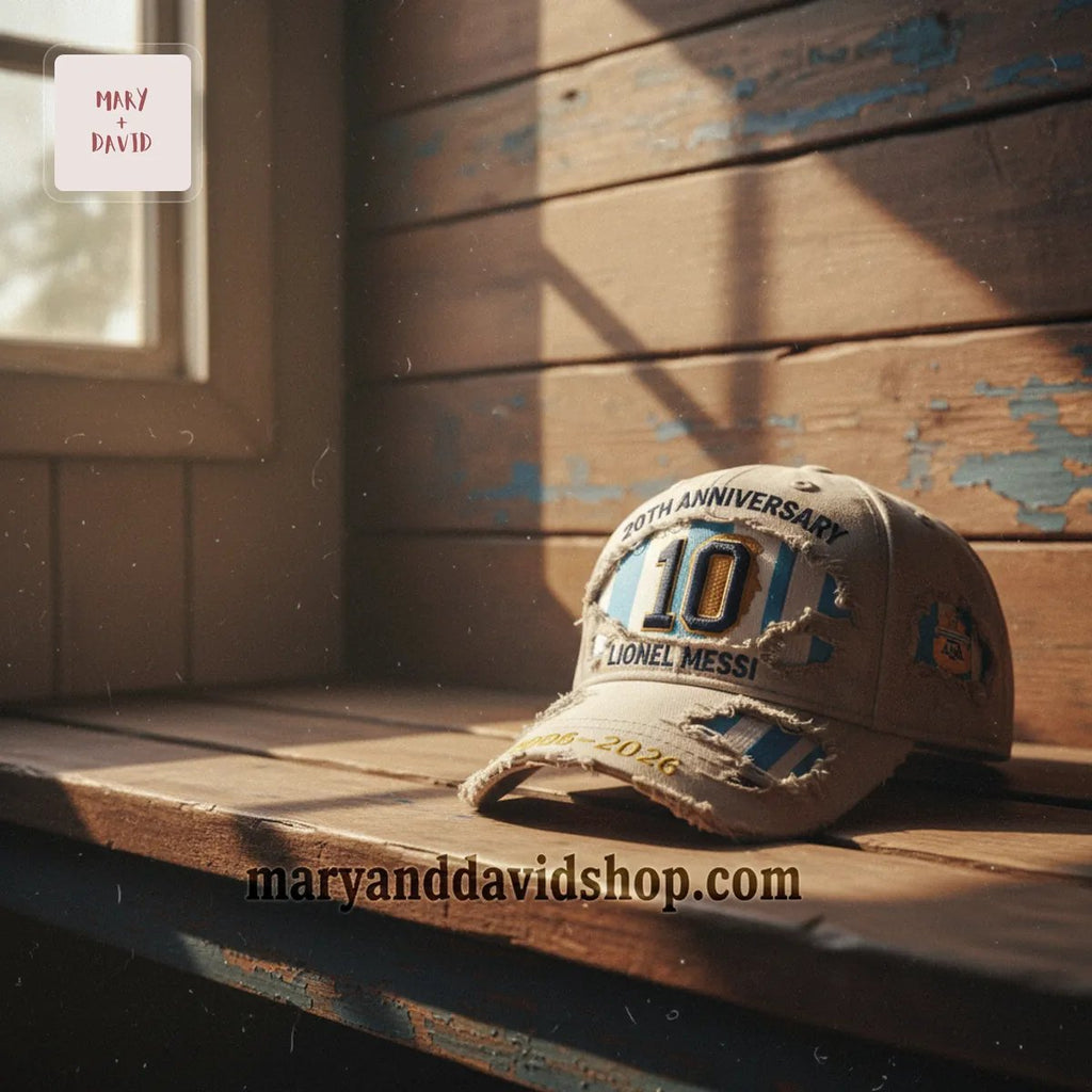 Lionel Messi 20th Anniversary 2006-2026 Distressed Number 10 Baseball Cap