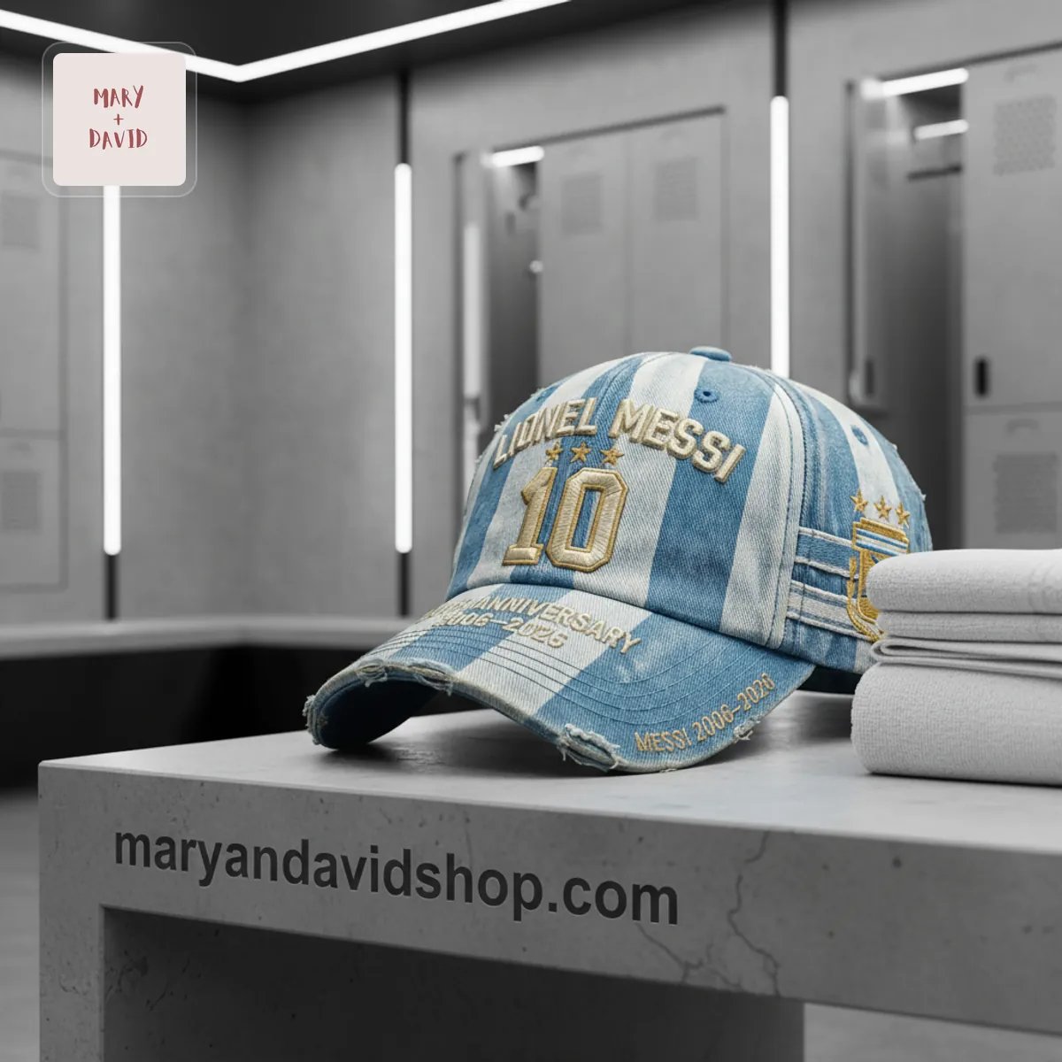 Lionel Messi 20th Anniversary Argentina 3-Star Embroidered Baseball Cap