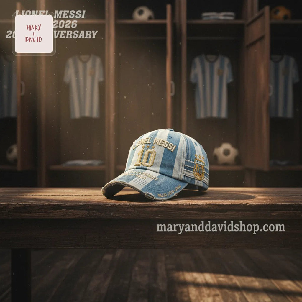 Lionel Messi 20th Anniversary Argentina 3-Star Embroidered Baseball Cap
