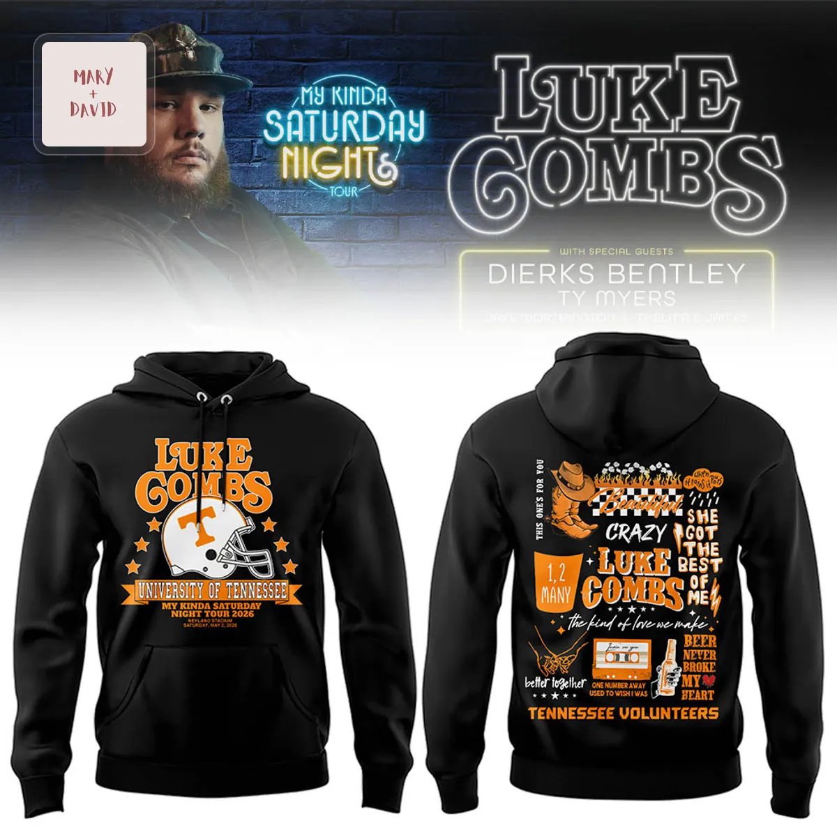 Luke Combs My Kinda Saturday Night Tour 2026 Neyland Stadium Hoodie