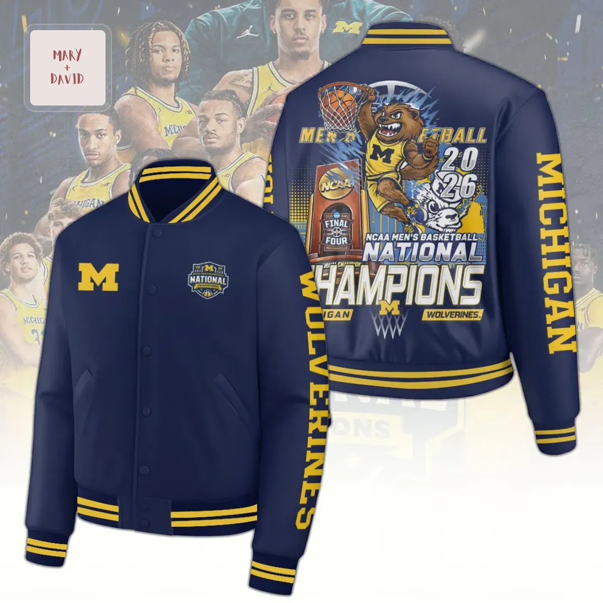 Michigan Wolverines 2026 Men’s Basketball National Champions Commemorative Baseball Jersey