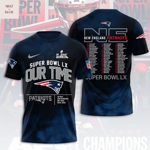 New England Patriots Super Bowl LX 3D T-Shirt