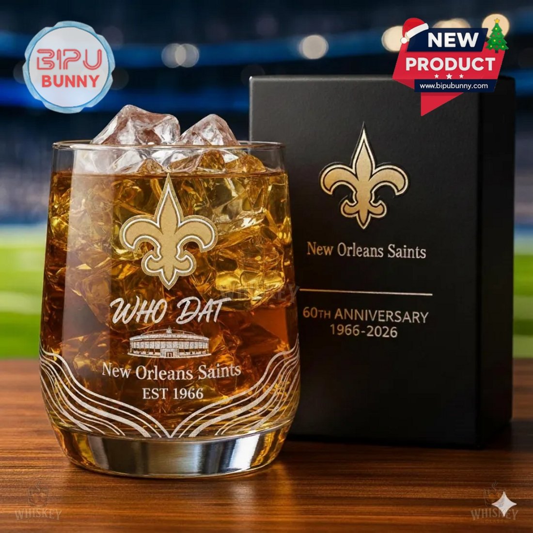 New Orleans Saints 60th Anniversary Whiskey Glass