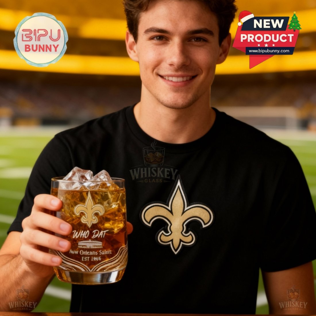 New Orleans Saints 60th Anniversary Whiskey Glass