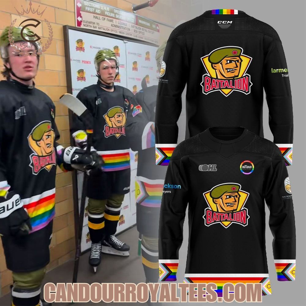 North Bay Battalion Inclusion Night With Our Brand New DEI Warm-Up Sweaters 2026 Hockey Jersey