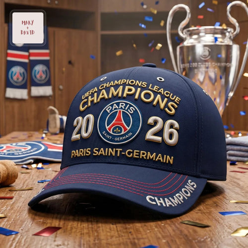 Paris Saint-Germain PSG UEFA Champions League 2026 Champions Premium Embroidered Baseball Cap