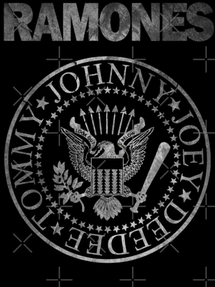 Johnny Joey Deedee Tommy Ramones Band Logo- Grey Distressed Design Shirt
