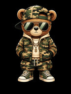Cool Bear Hip Hop Streetwear Camo Design Shirt