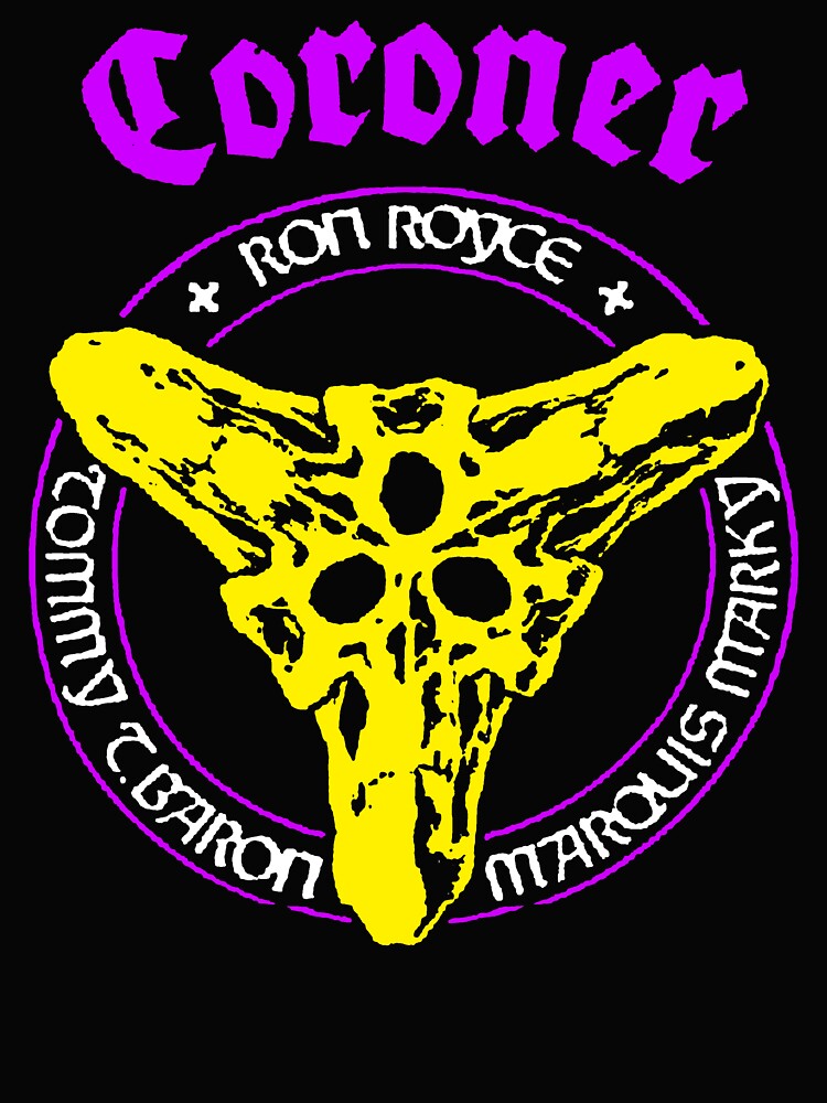 Purple Typography Thrash Metal Symbol Yellow Shirt