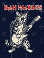A Heavy Metal Cat Rocks Out On Guitar And Vocals In An Iron Meowiden Shirt